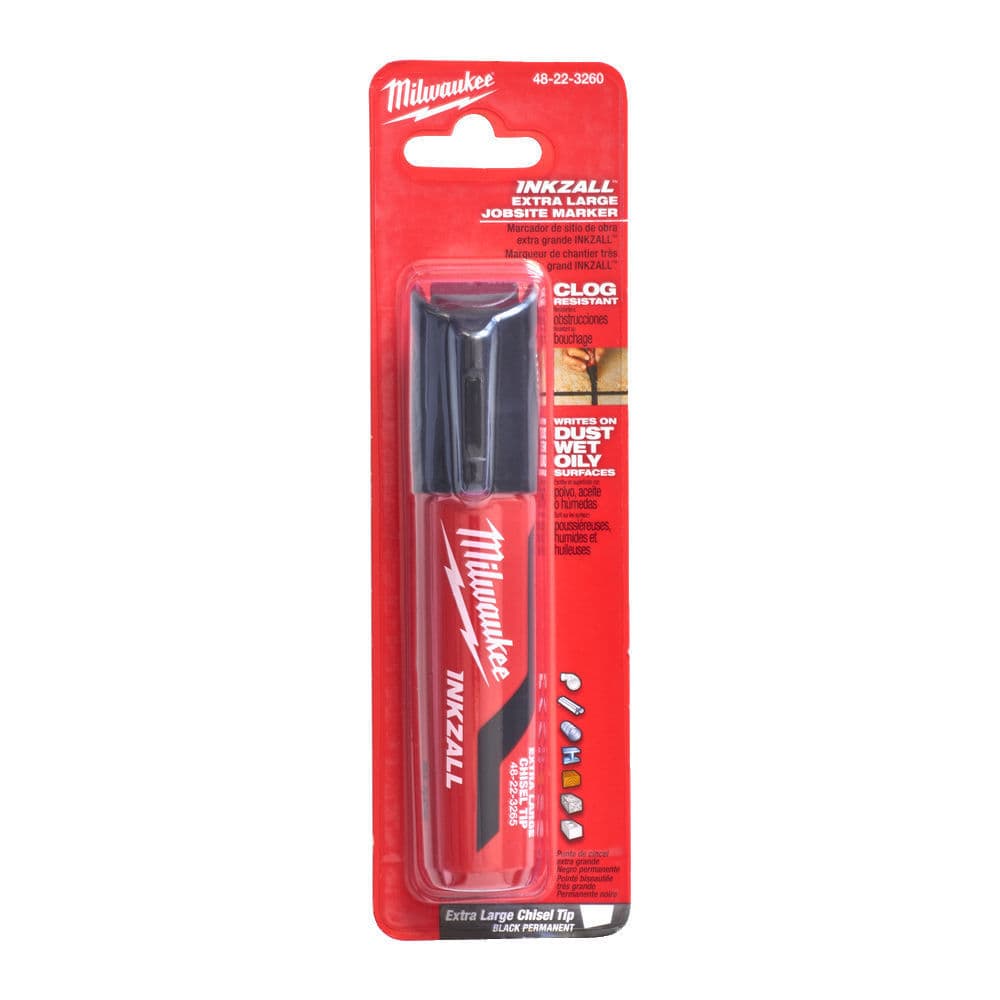Milwaukee INKZALL marker XL black with flat tip in blister (1pc)