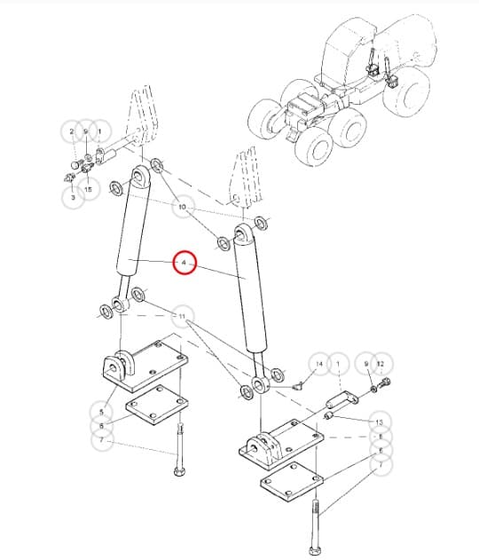 Stabilizačný valec zadnej nápravy 5048862 Valmet Komatsu